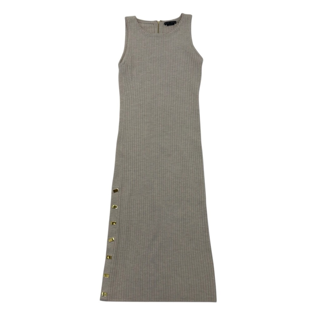 Alice + Olivia Jenner Wool Knit Dress XL Light Tan - Picture 2 of 16